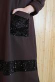 Oscar Immy Sequin Pocket Sweatshirt Dress Chocolate